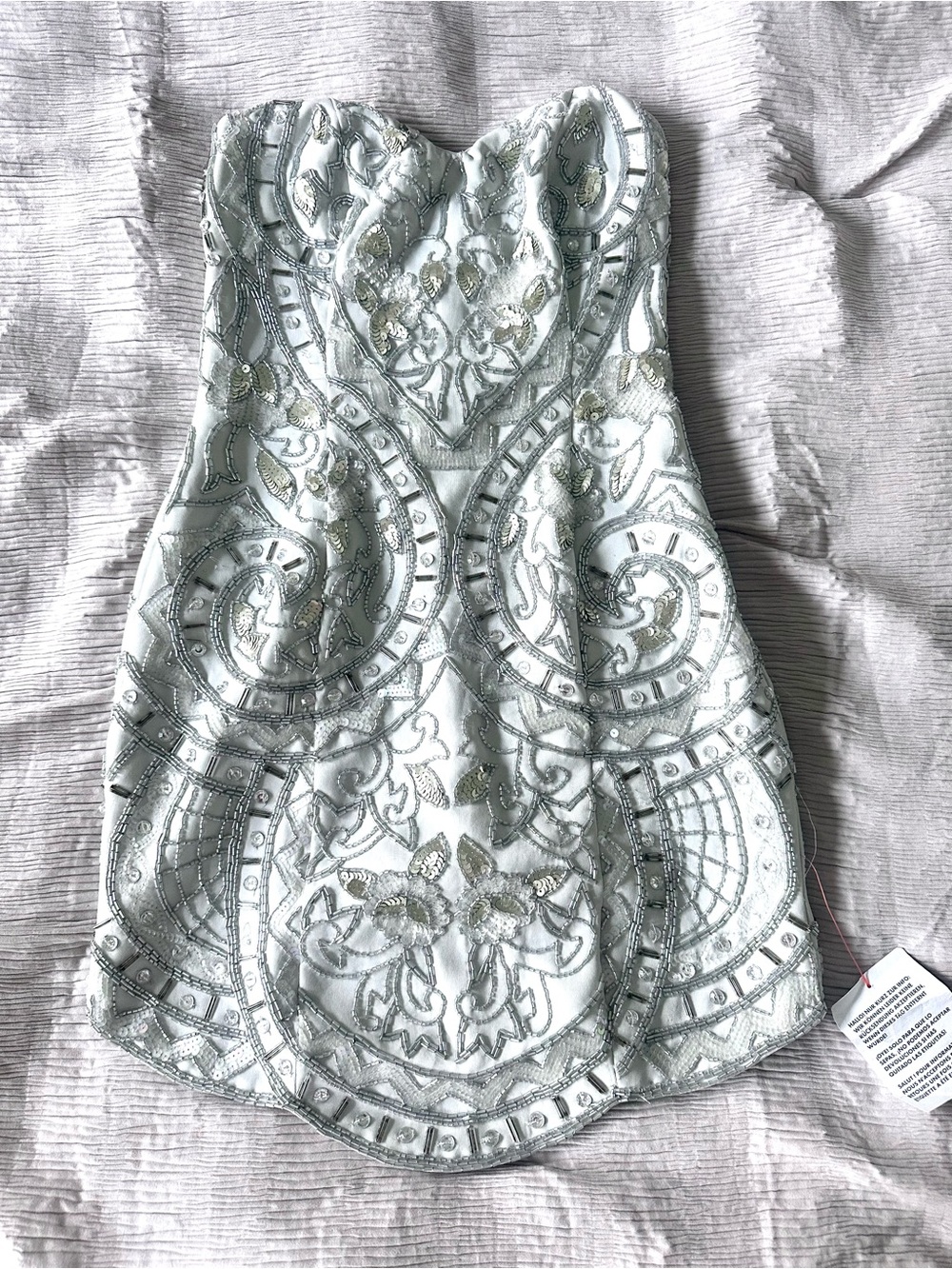 ASOS Silver Embellished Strapless Mini Dress